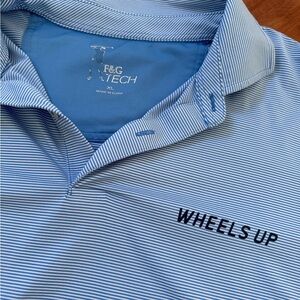 Fairway & Greene wheels up Light Blue Striped Polo